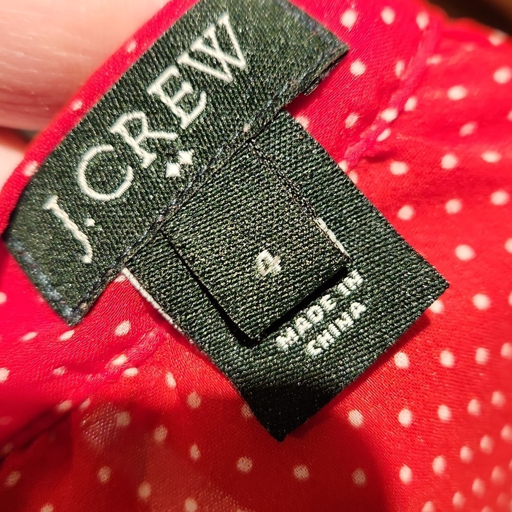 ❤ J CREW RED PINTUCK RUFFLE BIB BUTTON DOWN POLKA DOT TOP / SHIRT, 4 - Picture 6 of 10